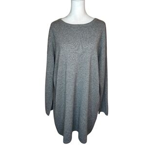 Eileen Fisher 100 % Cashmere Heathered Gray Sweater Tunic Dress Size Large